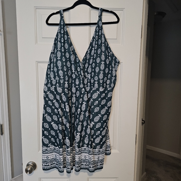 Bloomchic Teal and White Patterned One Piece Swimsuit Size 28 - Picture 1 of 3